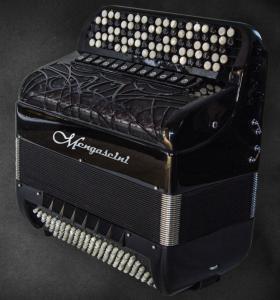 Chromatic button accordion of 56 notes (92 buttons) and 120 bass with tone chamber (cassotto) 