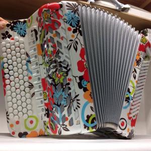 Chromatic button accordion of 44 notes (77 buttons) and 96 bass 