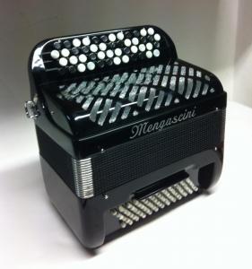 Chromatic button accordion of 37 notes (48 buttons) and 72 bass with converter to melody bass 