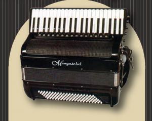 Piano accordion of 41 key and 120 bass with tone chamber (cassotto) and converter to melody bass 