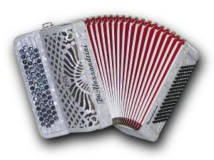 Chromatic button accordion of 46 notes (60 buttons) and 96 bass 
