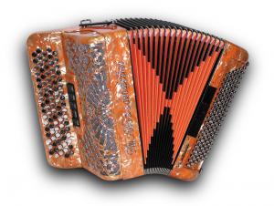 Chromatic button accordion of 52 notes (87 buttons) and 120 bass with tone chamber (cassotto) 