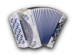 Chromatic button accordion of 45 notes (87 buttons) and 120 bass with tone chamber (cassotto) 