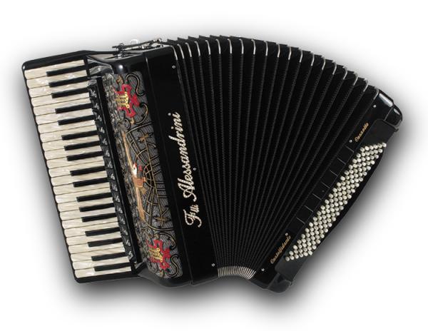 Piano accordion of 41 key and 120 bass with tone chamber (cassotto) 
