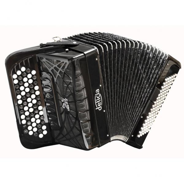 Chromatic button accordion of 41 note (66 buttons) of C-system and 96 bass with A Mano reeds 